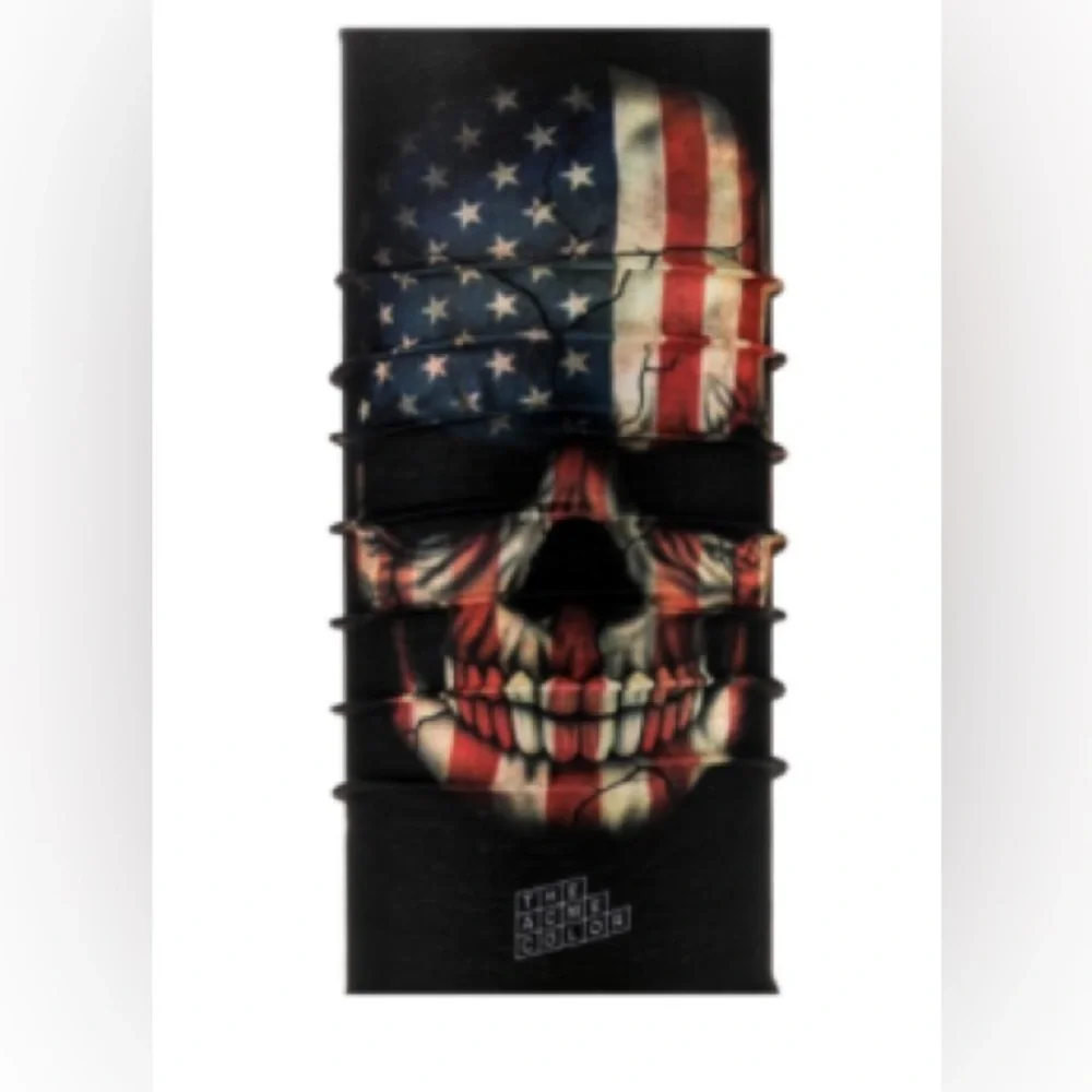 American Flag Skull Face Mask Tube - Patriotic Red White Blue